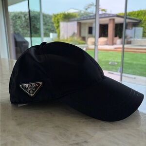 Prada Men's Black Cap with Logo